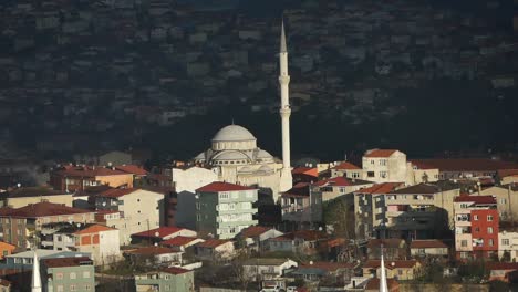 cityscape with mosque in a turkish town