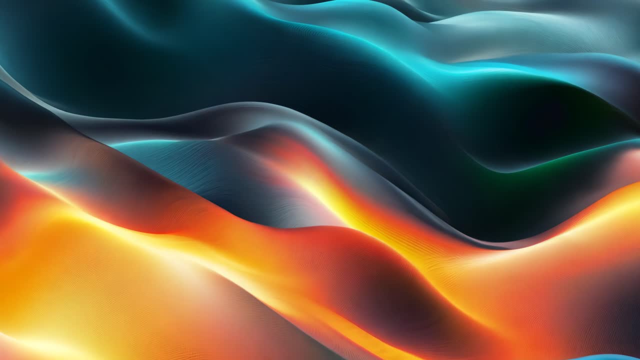 A wave of orange and blue with a dark background. The orange wave is the main focus of the image