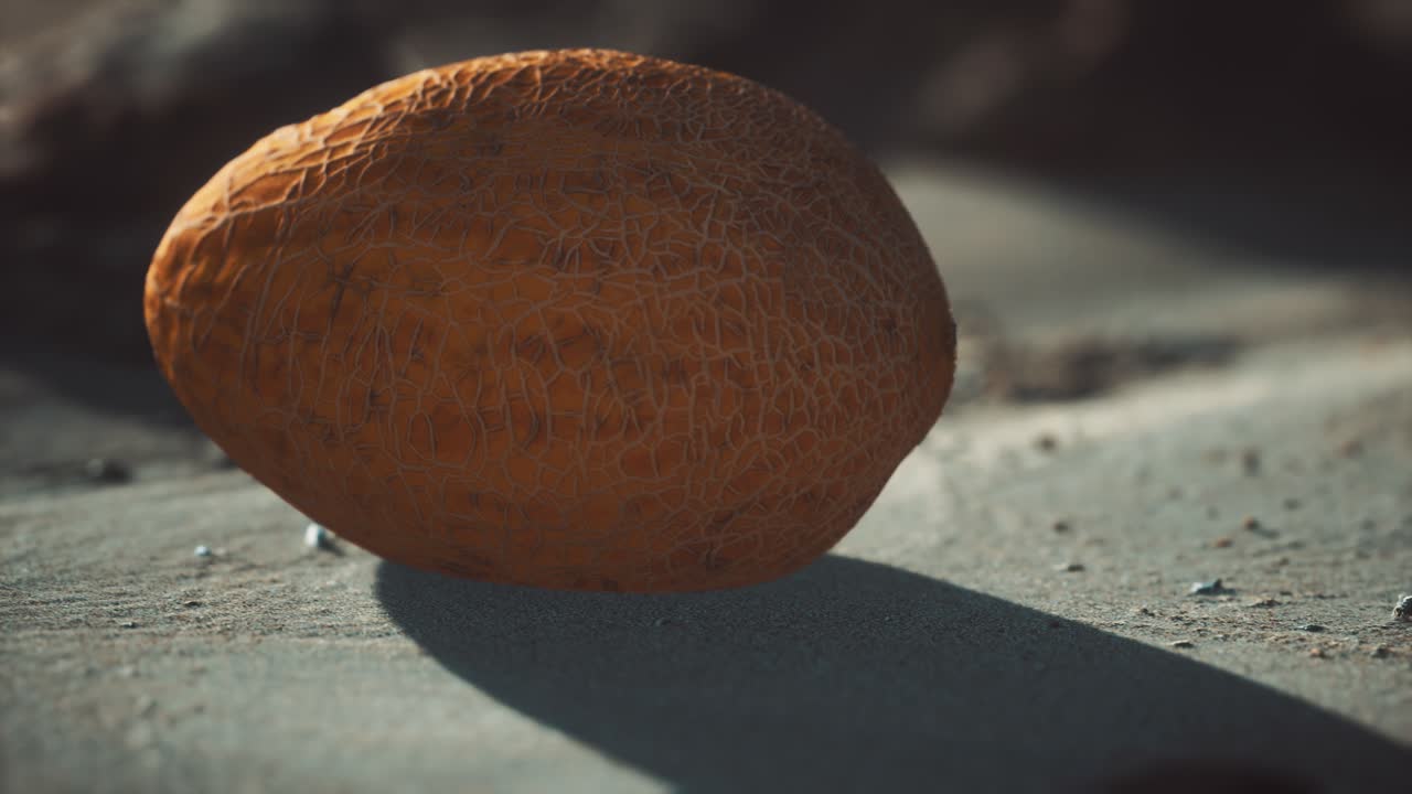 melón del desierto en la playa de arena