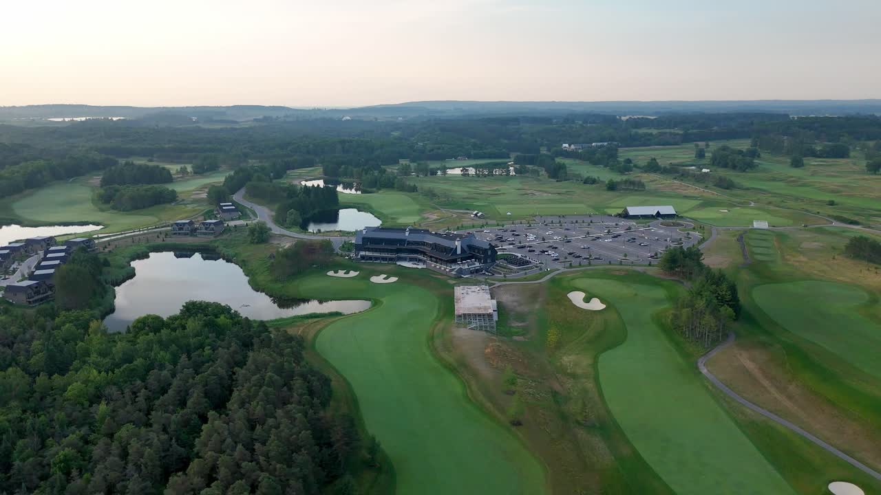 Aerial view of a golf course landscape