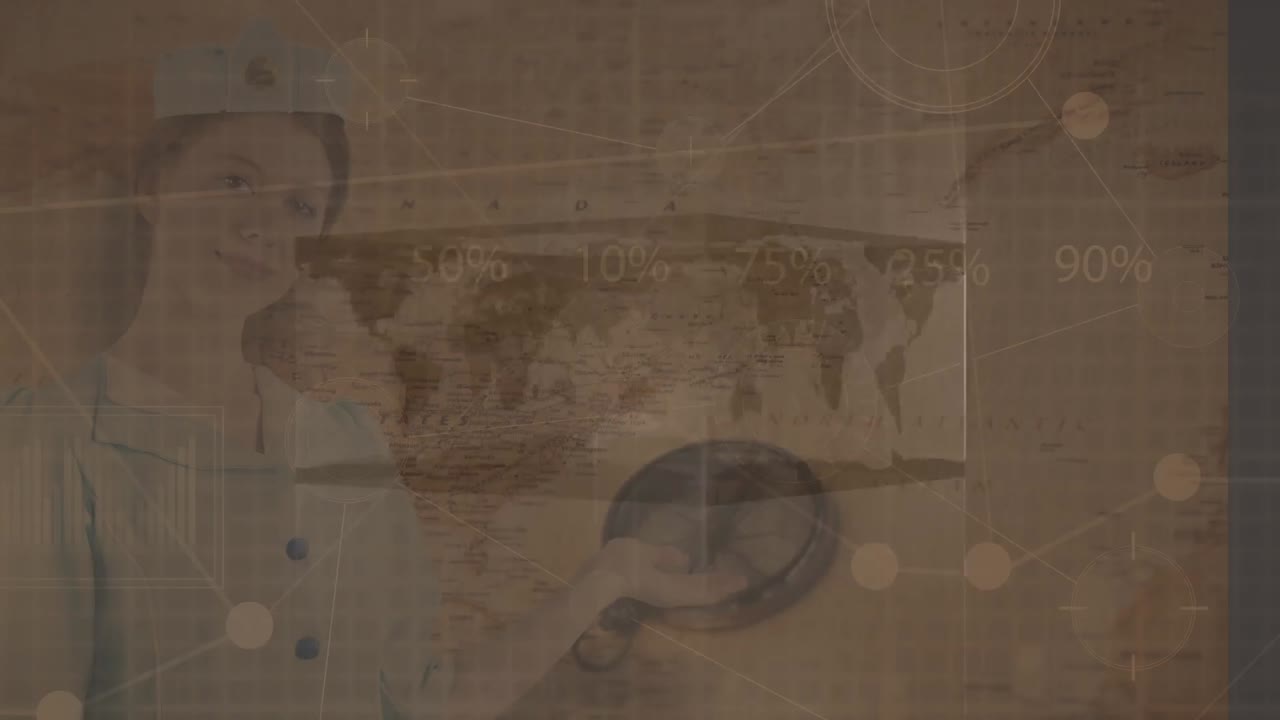 그리드 배경에 세계 지도가 있는 투명한 블록입니다.