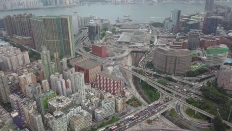 aerial view footage of kowloon district in hong kong