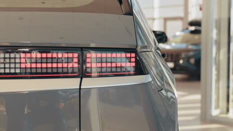 close-up of modern electric car's tail lights