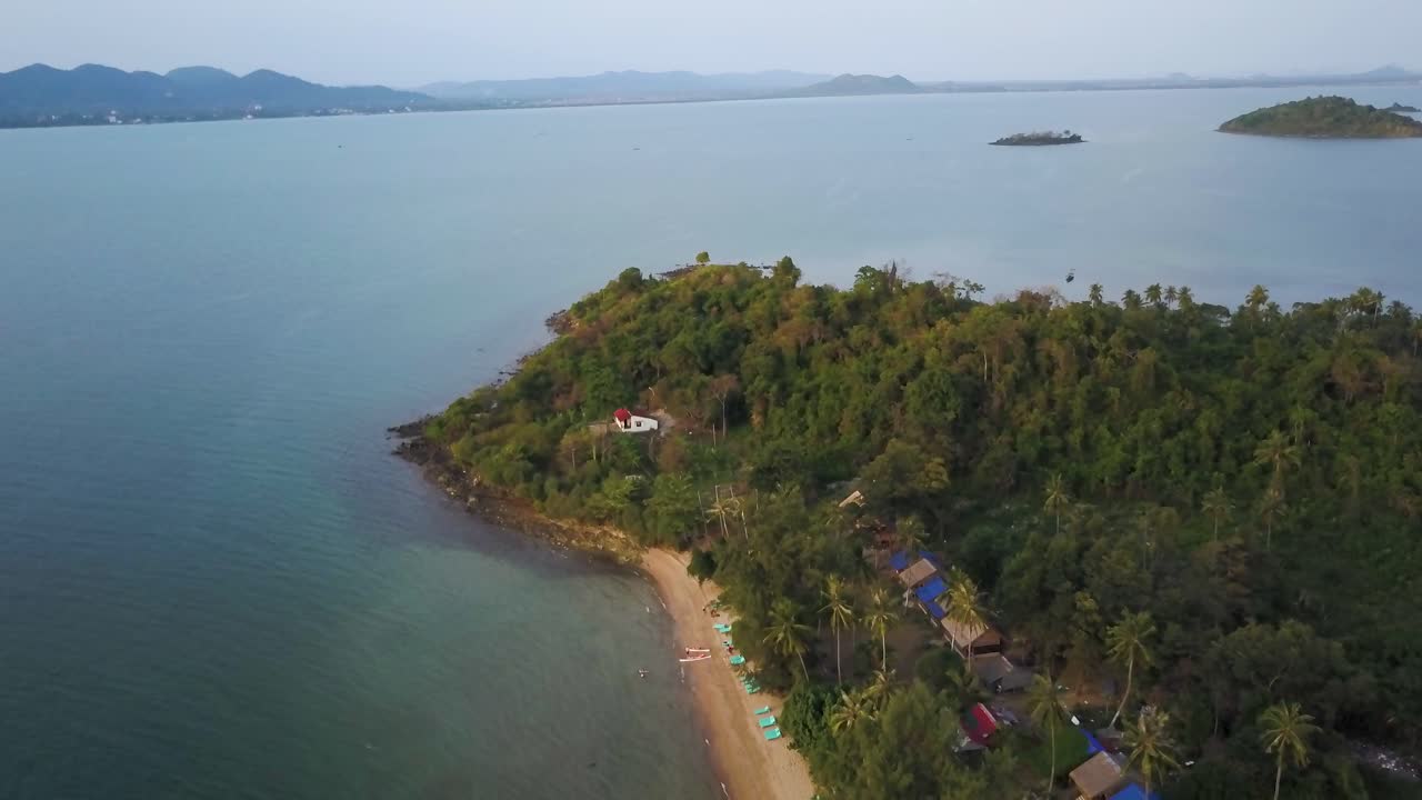 Aerial view of a tropical island coast