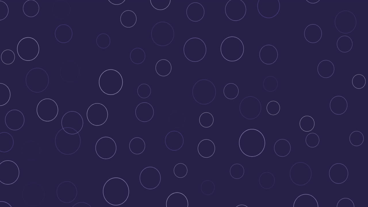 animación digital de múltiples formas circulares grises contra un fondo púrpura