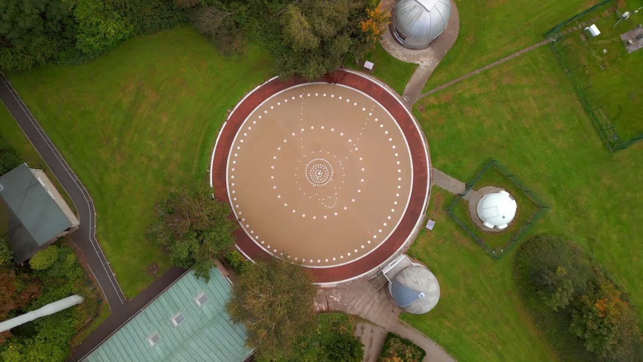 Descending 4K 60FPS aerial of the grounds at Armagh Planetarium in Northern Ireland in the UK. Produced with Rec709 color