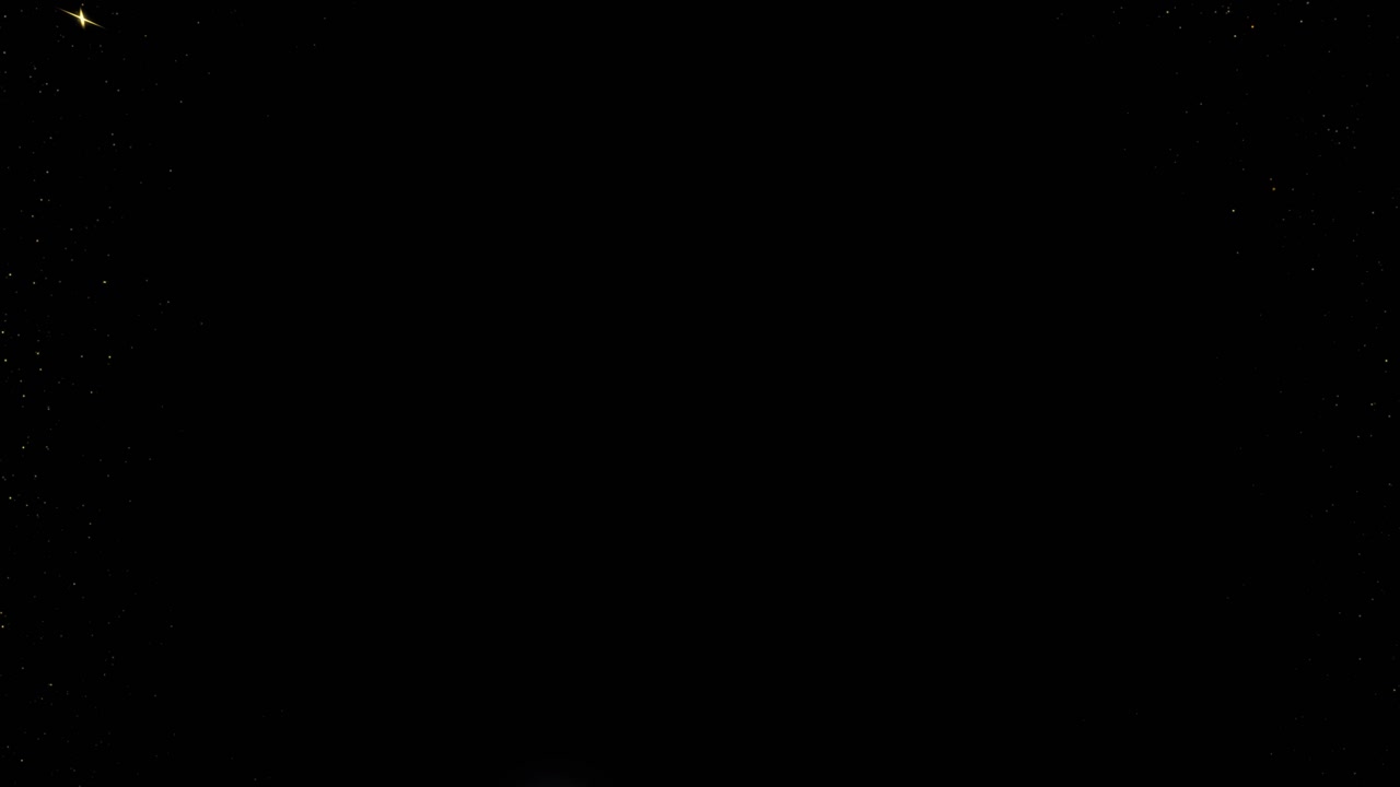 Golden glitter sparkling magic light shining gold dust particles bokeh trail sparkles on black