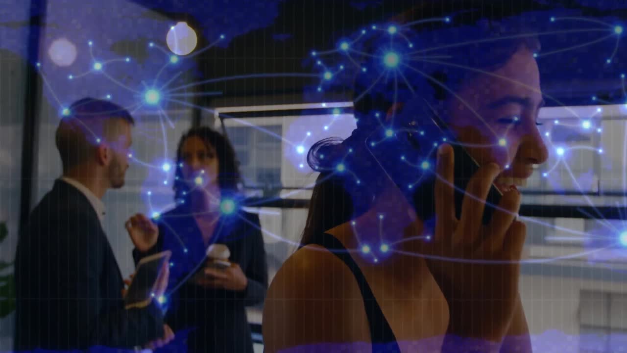 animación de la red de conexión sobre personas de negocios en la oficina