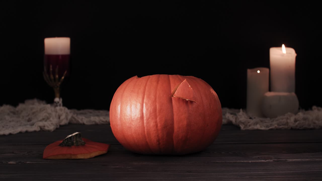 calabaza de Halloween con cara de miedo