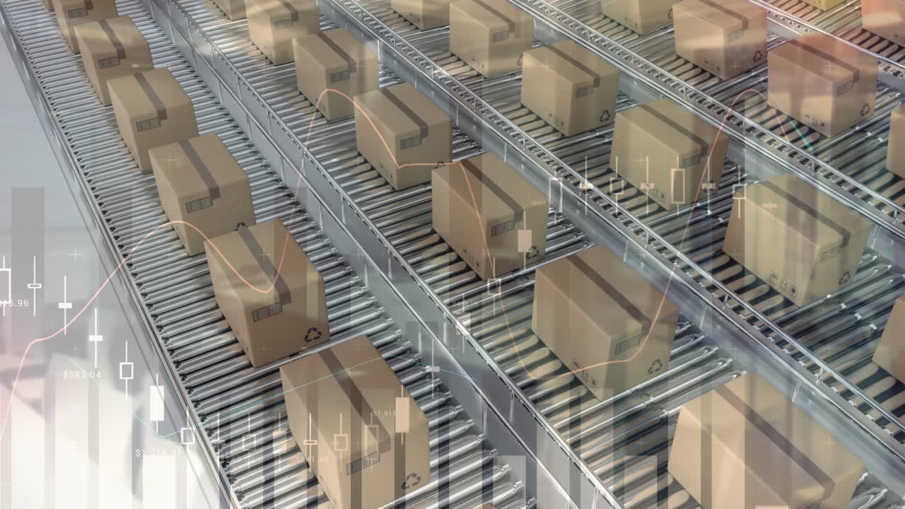 컨베이어 벨트 에 있는 패키지