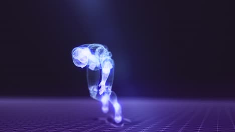 Wire-frame athlete human body.