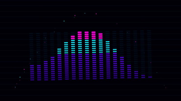 Dynamic Digital Audio Equalizer Visualizer with Pulsing Neon Bars