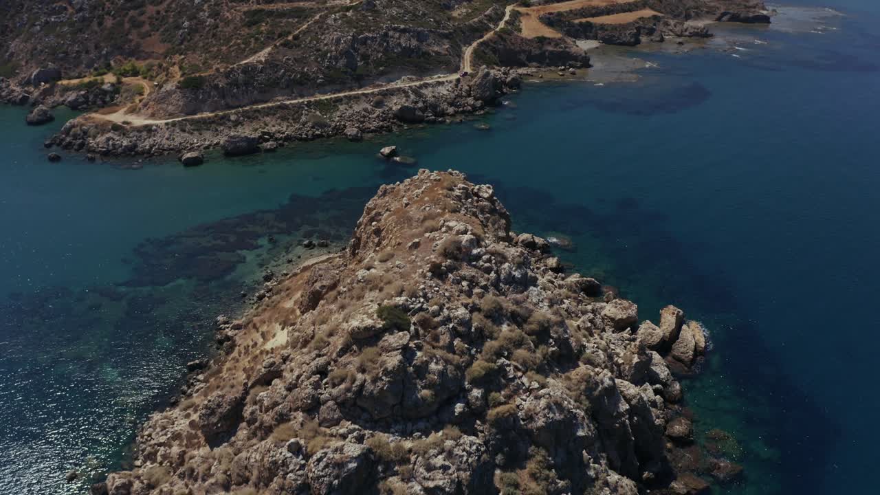 Aerial view of the cliffs and the turquoise sea