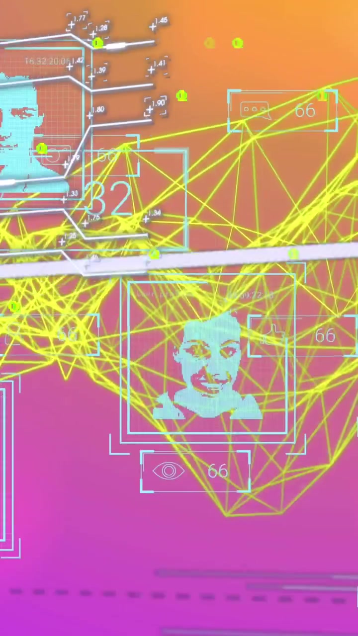 Animation of data processing over people icons