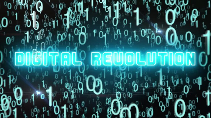 Bluish Digital Revolution concept with digital code