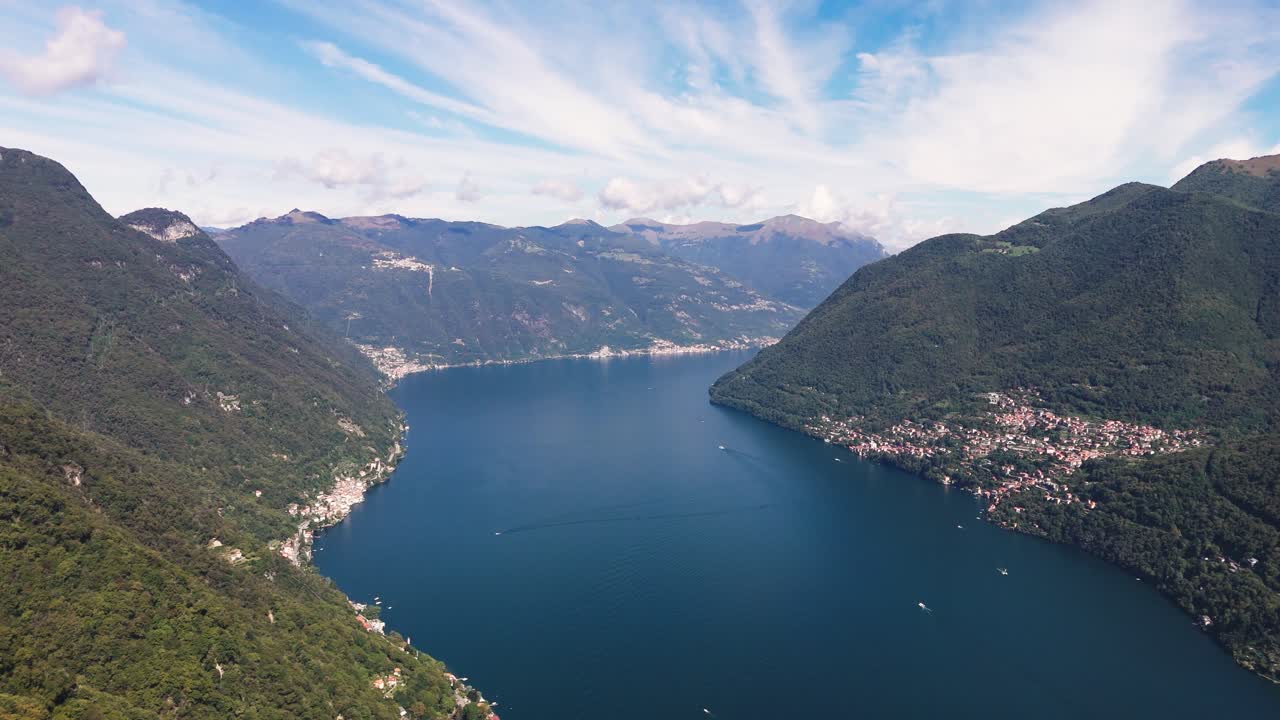 View of Lake Como from above on a nice day, Italy