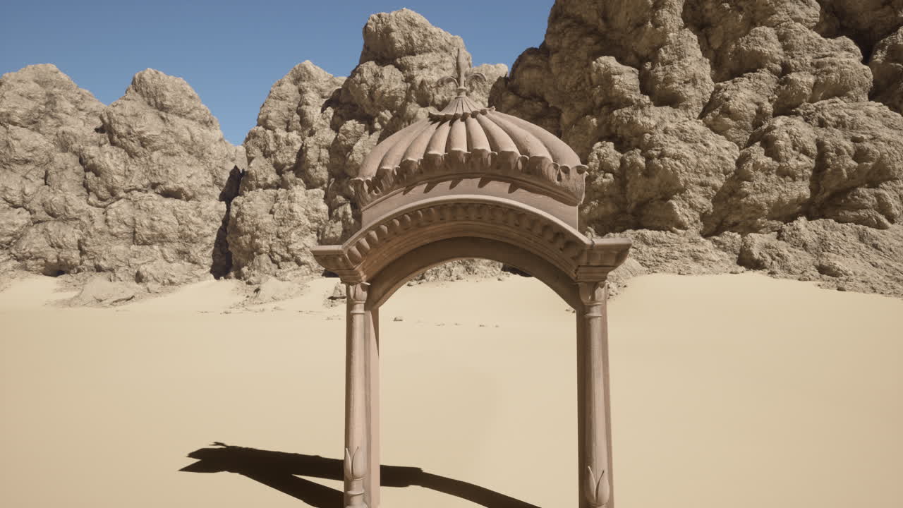 사막 에 있는 고대 돌 의 아치