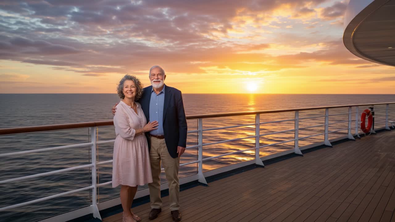 A Couple Embracing the Serenity of a Sunset at Sea: Capturing the Joy of Togetherness and the Beauty of Nature on a Memorable Cruise