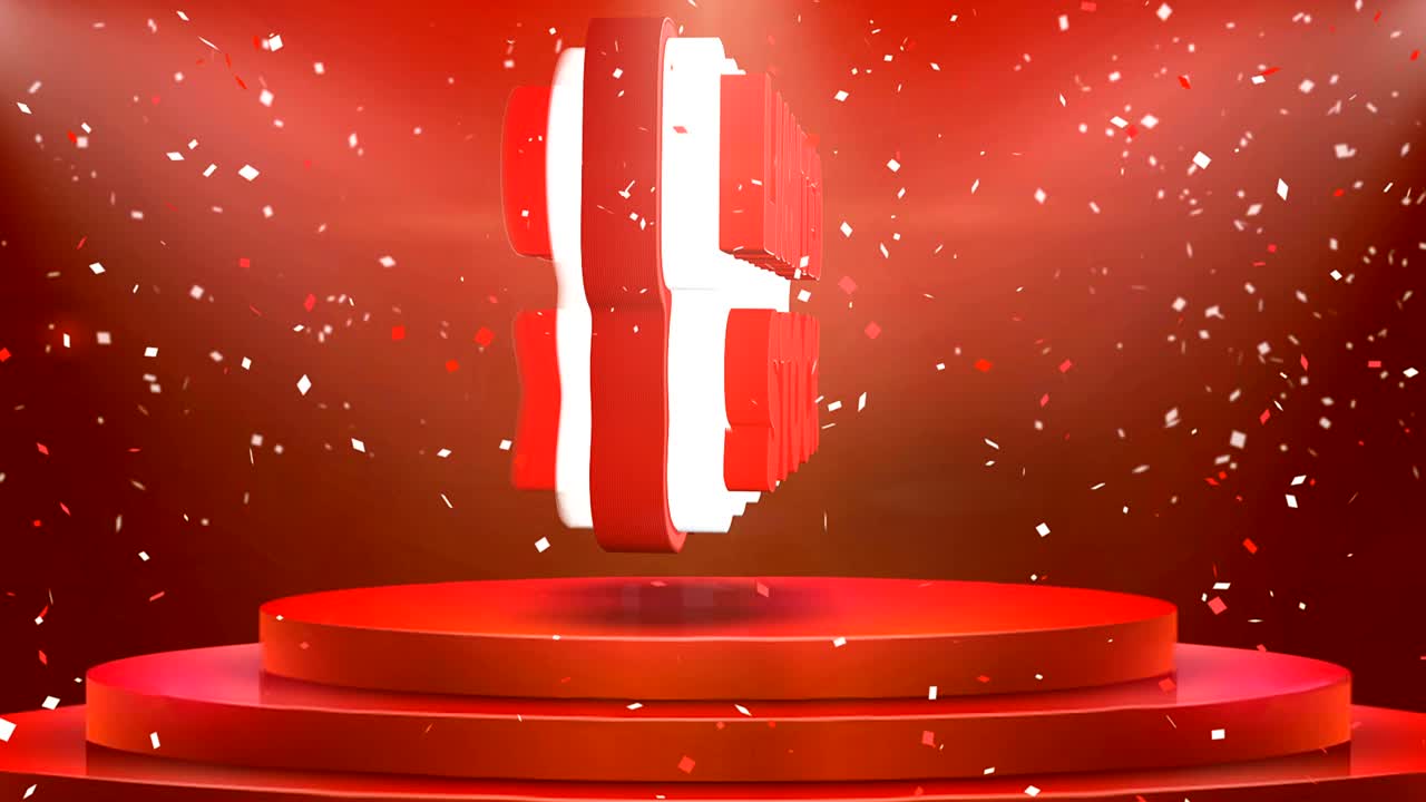 제한된 스 텍스트 애니메이션 무대 포디움 콘페티 루프 애니메이션