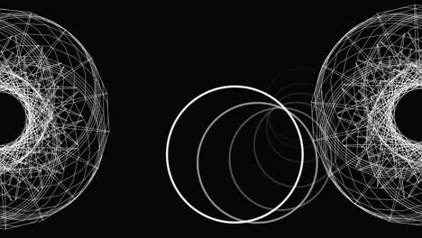 animación de escaneos y círculos pulsantes sobre un fondo negro