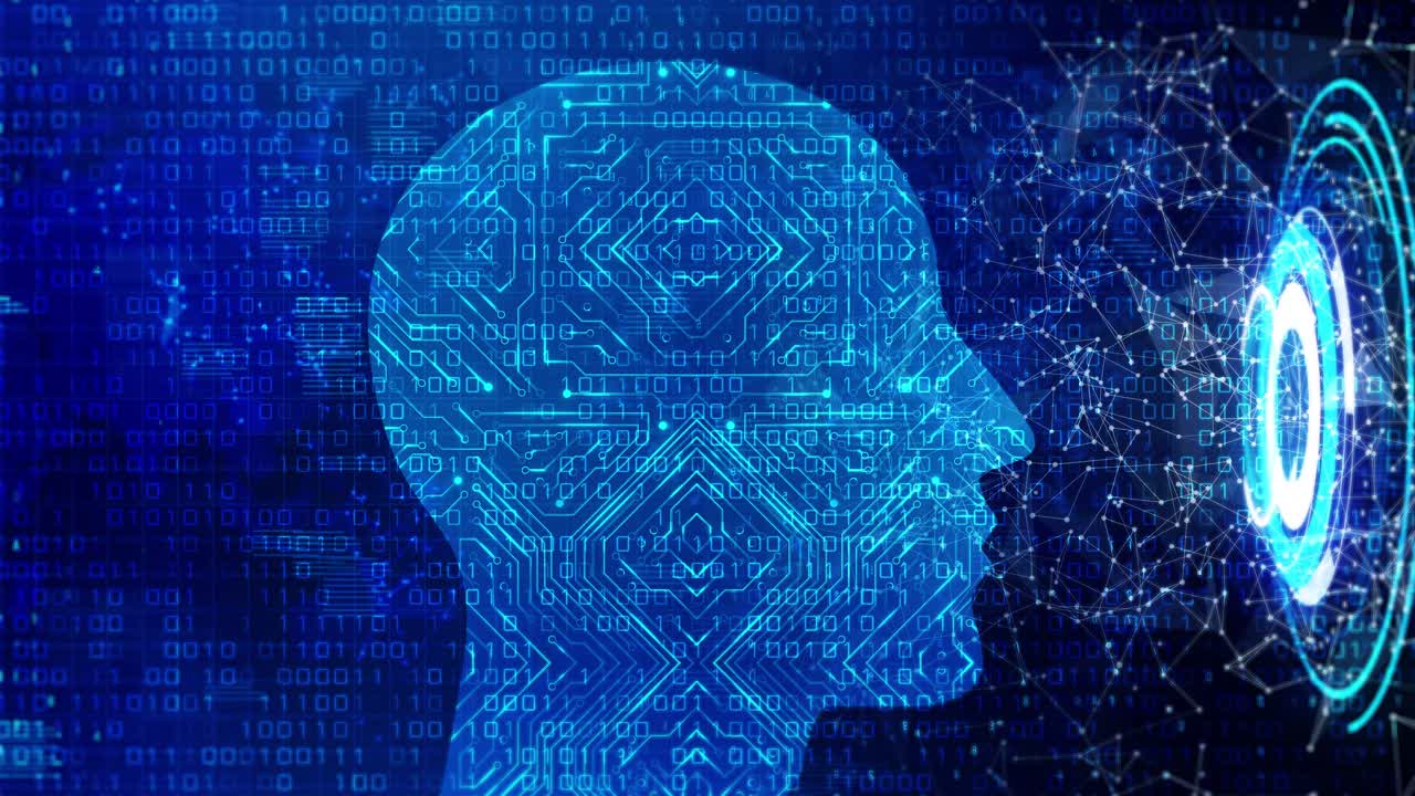 Future technology brain circuit concept visualization loop background digital data network