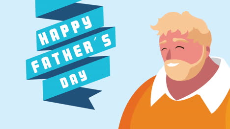 happy fathers day lettering in ribbon with dad