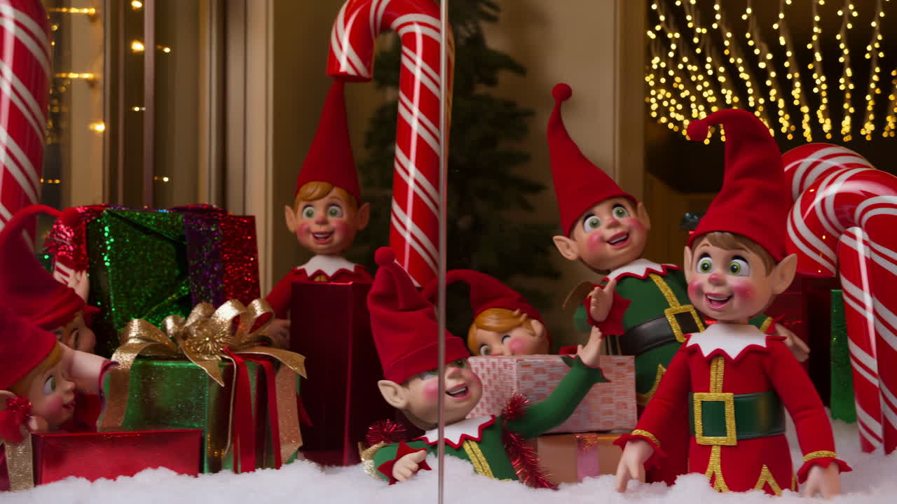Whimsical Christmas Elf Mannequins in a Holiday Window Display