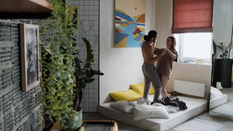 couple dancing at home