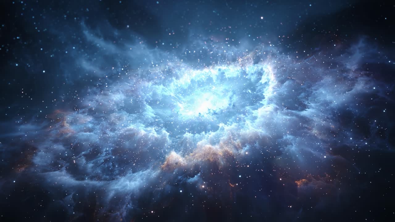 A Stunning Cosmic Display: Capturing the Beauty of a Vibrant Nebula Enveloped in Stars and Interstellar Clouds in the Depths of Space