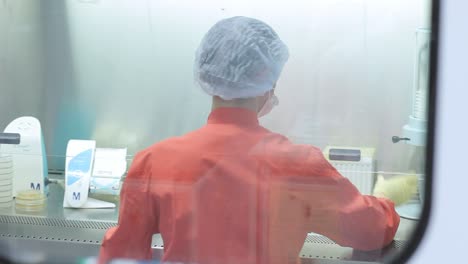 female scientist working in the laboratory. biological tests of medicaments