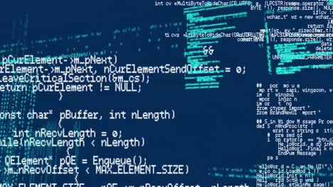 animazione dell'elaborazione dei dati su sfondo blu