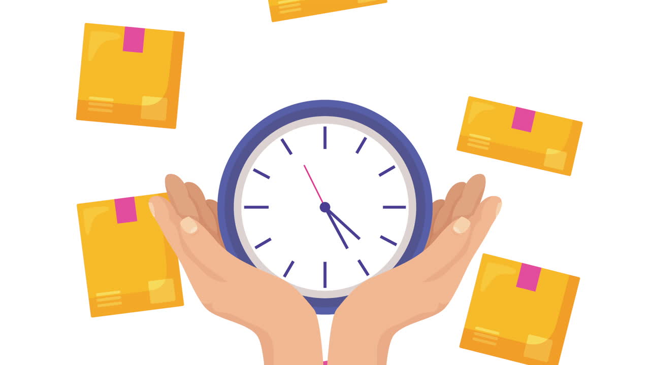logistikdienstanimation mit uhr und umschlag