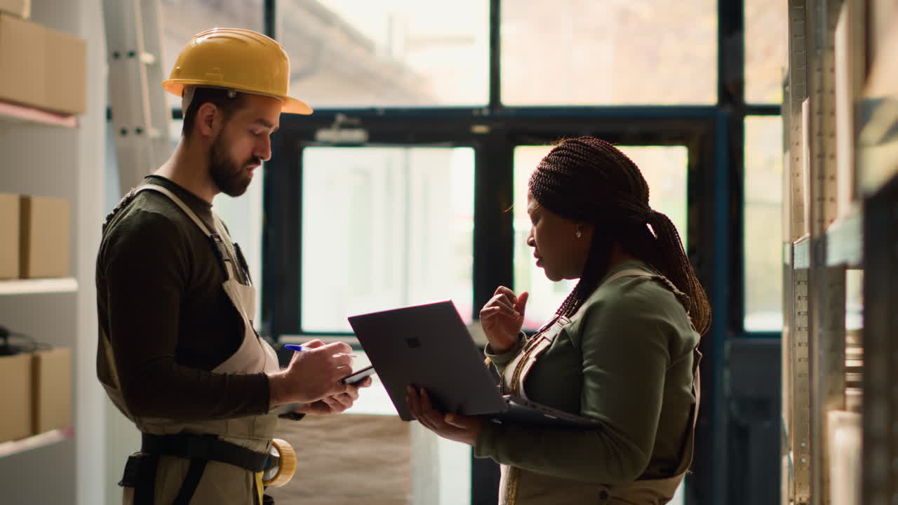 Warehouse Inspection Team Discussing Inventory