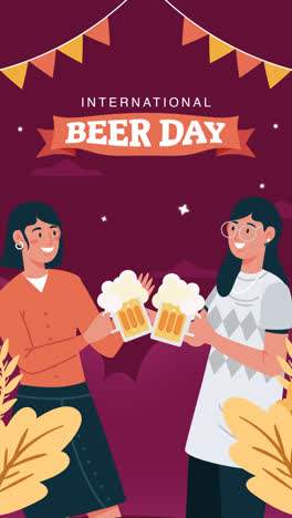 motion graphic of flat international beer day illustration