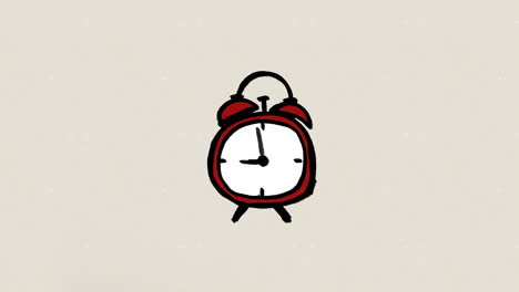 animation of red alarm clock over beige background