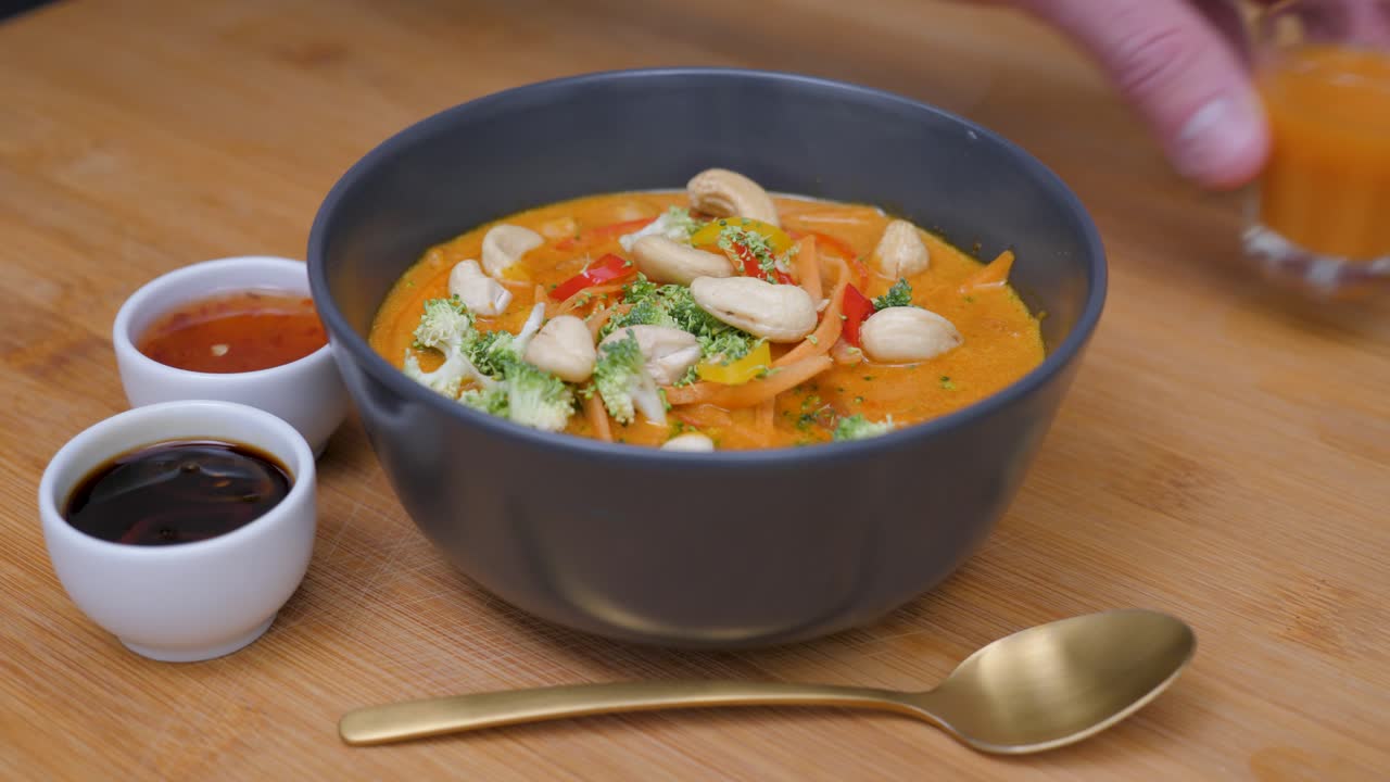 맛있는 수프 서빙 - 정적 카메라