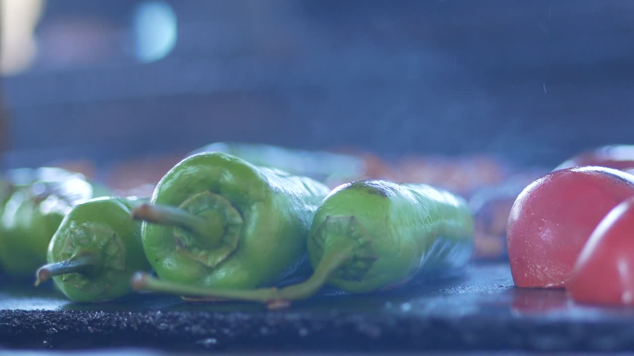 Grilled Green Peppers and Tomatoes