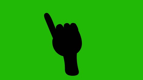 looped animation of the black silhouette of a hand, making a no-approve gesture with the index finger