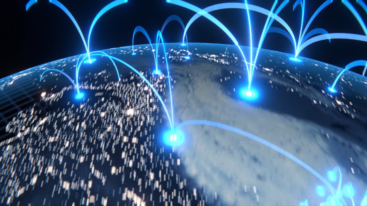 3d 애니메이션에서 지구의 기술 세계화: 회전하는 행성의 글로벌 비즈니스 점