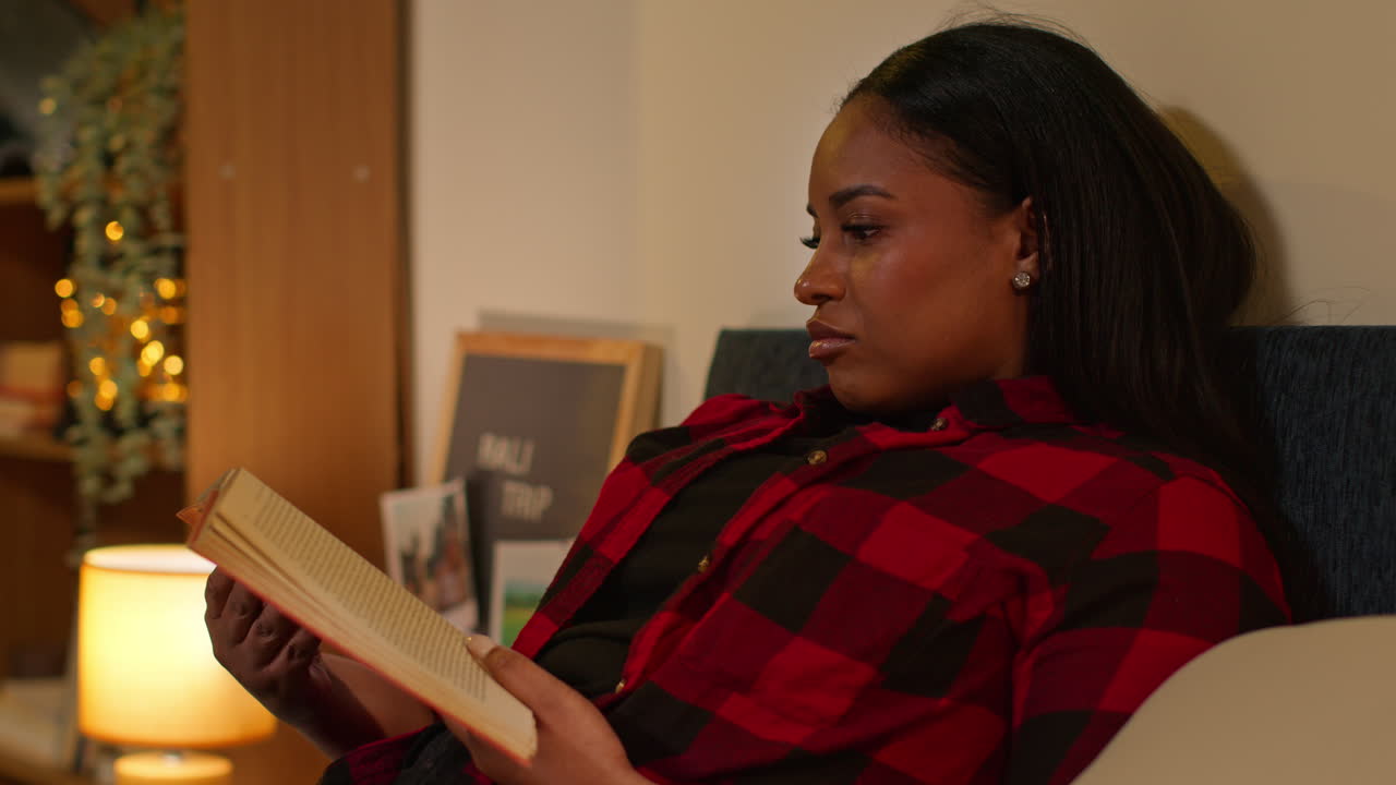 Woman Reading in Bed