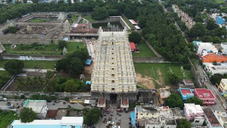 aerial view of hindu temple tower