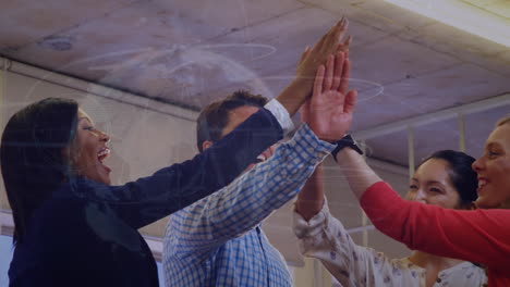 animación de todo el mundo sobre diversas personas de negocios high fiving