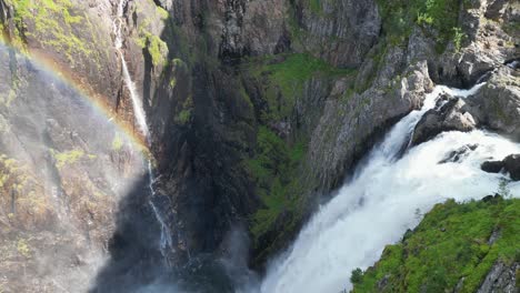 voringfossen waterfall in norway - popular tourist attraction and scenic nature landscape in eidfjord, vestland - tilting down