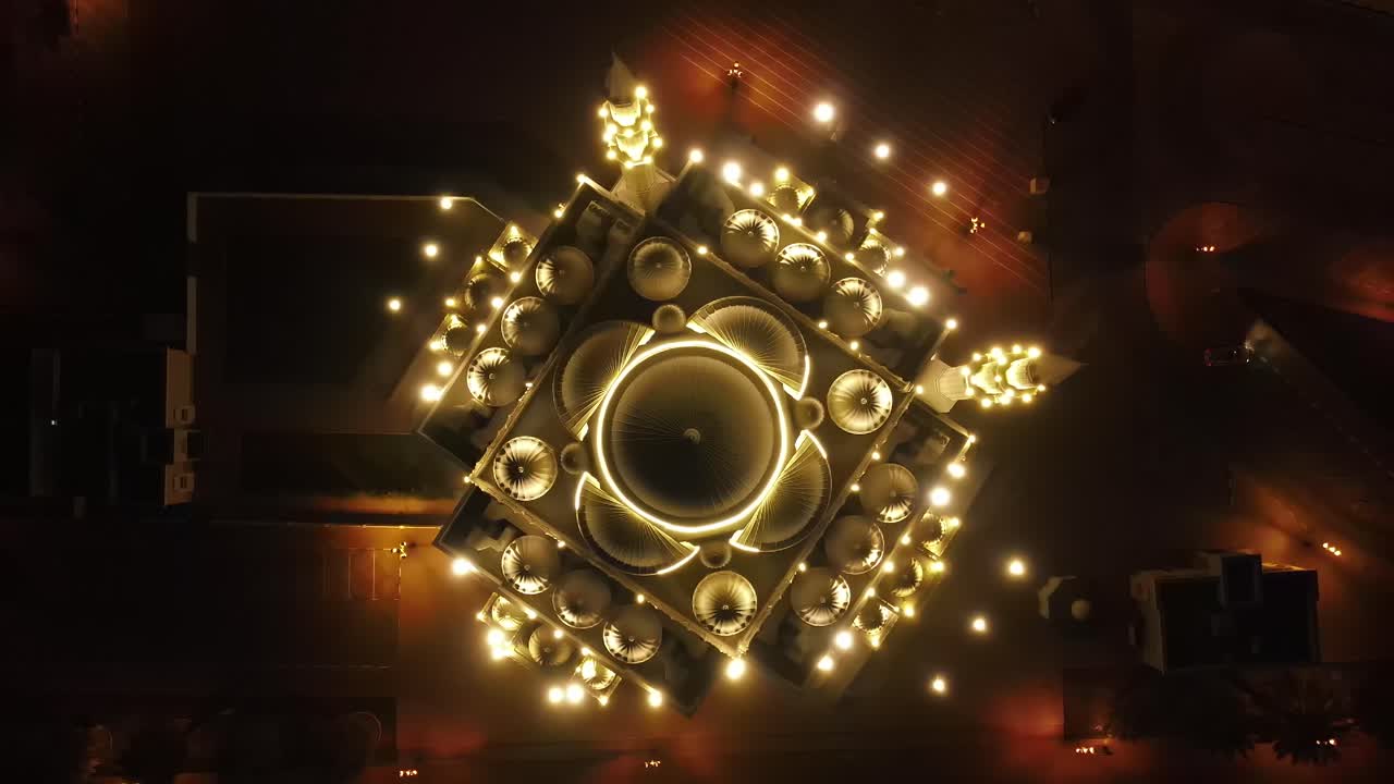 아랍에미리트에 있는 샤르자의 상징적인 알 누르 모스크의 상위 뷰