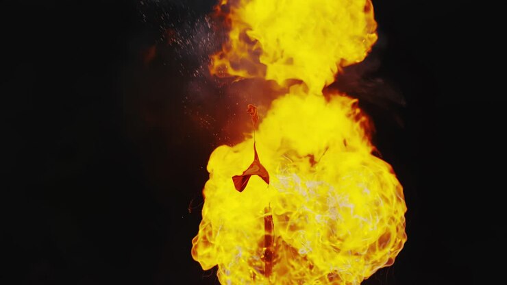 Flames Ascending Balloon String Leading to Explosion and Burnout