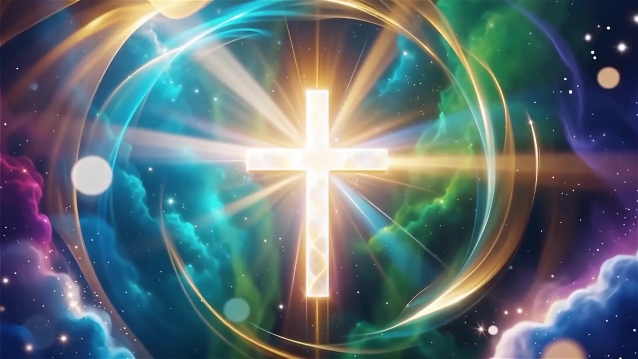 Christian Cross Heavenly Light Worship Background