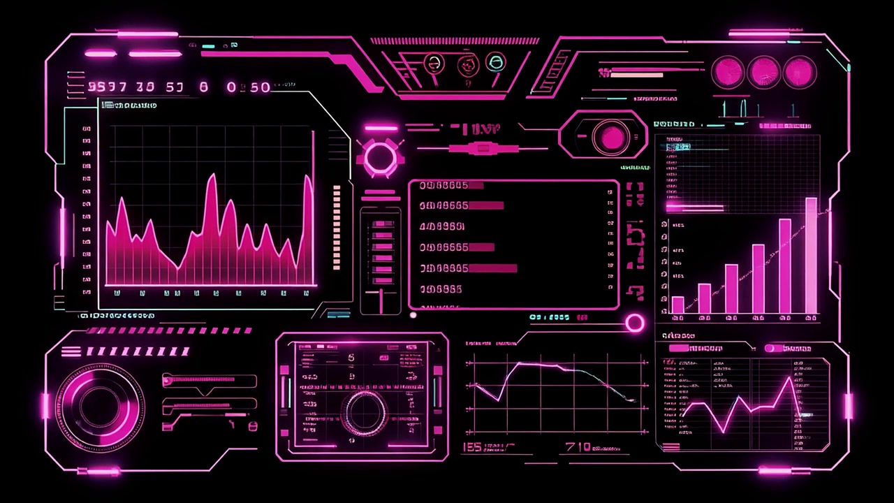 Futuristic HUD Interface with Neon Pink Data Display