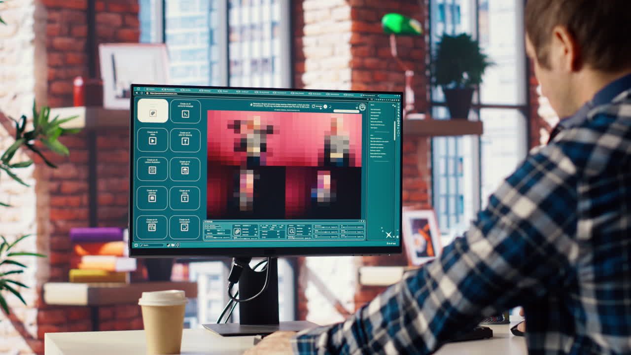 hombre usando texto para imagen modelos generativos de inteligencia artificial
