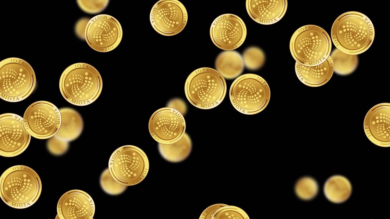 Golden coins cascade against a black backdrop, creating a dynamic and visually striking animation with a sense of motion and wealth