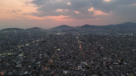 dusk falls over the ecatepec area in northern mexico city